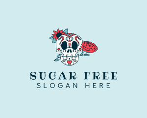 Floral Calavera Skull  logo design