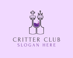 Wine Glass Chess logo design