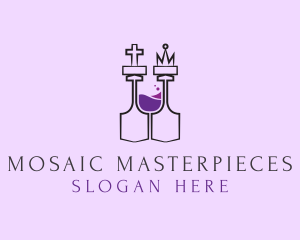 Wine Glass Chess logo design