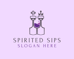 Wine Glass Chess logo design