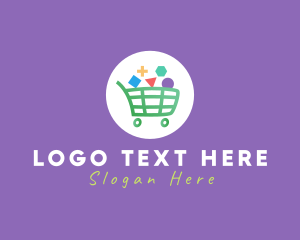 Shopping - Geometric Shopping Cart logo design