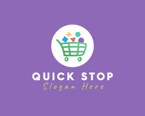 Geometric Grocery Cart logo design