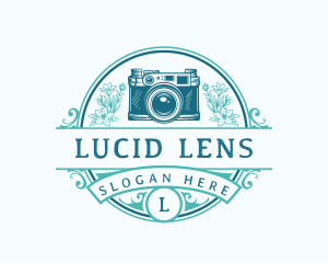 Floral Camera Lens logo design