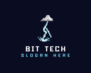 Pixelated Retro Thunder  logo design