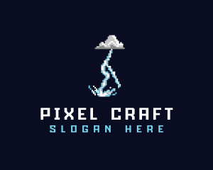 Pixelated Retro Thunder  logo design