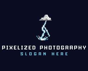 Pixelated Retro Thunder  logo design