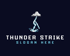 Pixelated Retro Thunder  logo design