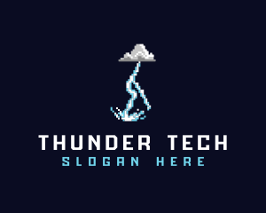 Pixelated Retro Thunder  logo design