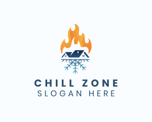 Heating Cooling House logo design