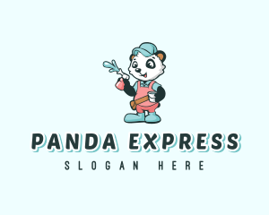 Cleaning Janitor Panda logo design