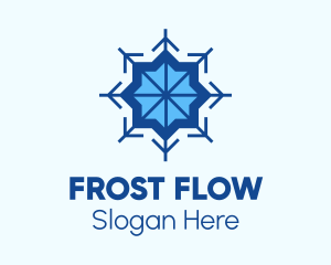 Blue Flower Snowflake logo design