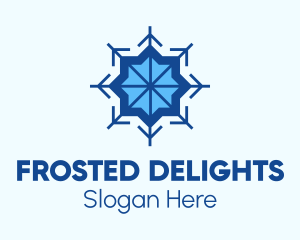 Blue Flower Snowflake logo design