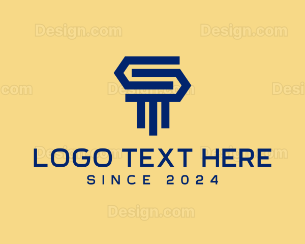 Simple Geometric Pillar Letter S Logo