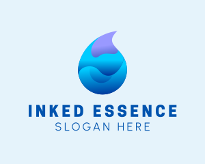 3D Wave Water Droplet  logo design