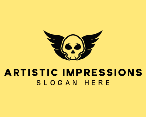 Winged Skull Pirate logo design