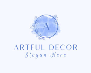 Floral Wreath Watercolor logo design