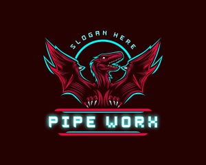 Flying Pterodactyl Dinosaur logo design