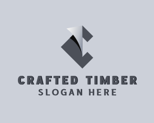 Fabrication Origami Fold Letter C logo design