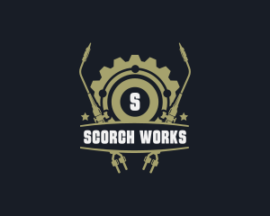 Gear Welding Torch Metalworks logo design