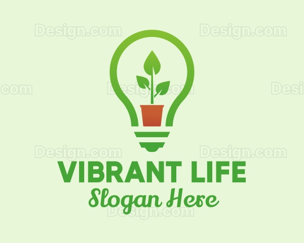 Potted Plant Light Bulb Logo