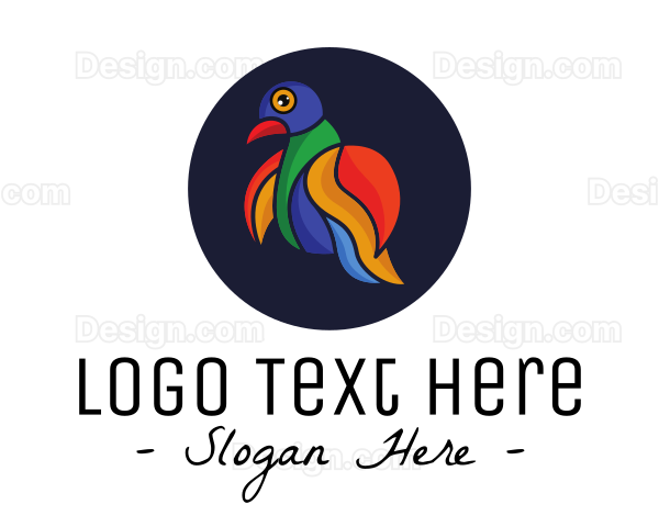 Colorful Love Bird Outline Logo