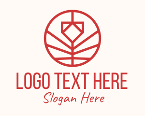 Engagement - Minimalistic Red Flower logo design