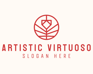 Minimalistic Red Flower logo design