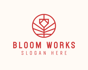 Minimalistic Red Flower logo design