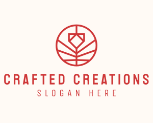 Minimalistic Red Flower logo design