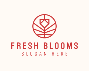 Minimalistic Red Flower logo design