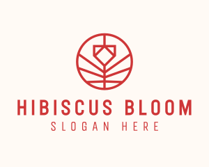 Minimalistic Red Flower logo design