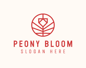 Minimalistic Red Flower logo design