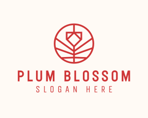 Minimalistic Red Flower logo design