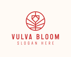 Minimalistic Red Flower logo design