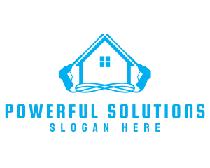 Blue Pressure Washer House logo design