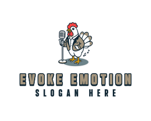 Chicken Singer Performer logo design