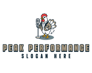 Chicken Singer Performer logo design