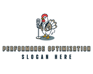 Chicken Singer Performer logo design