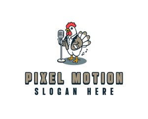 Chicken Singer Performer logo design