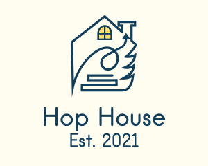 Blue House Outline  logo design