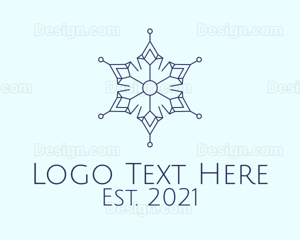 Blue Outline Snowflake Logo