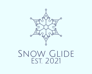 Blue Outline Snowflake  logo design