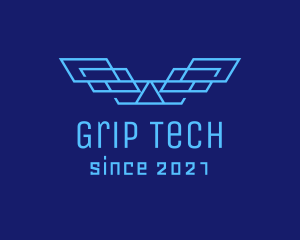 Blue Tech Wings logo design