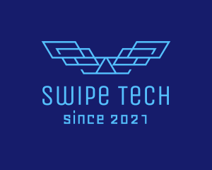 Blue Tech Wings logo design