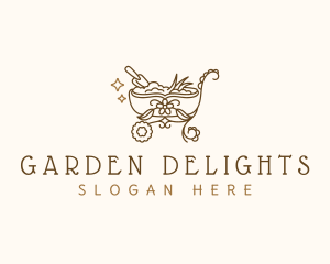 Wheelbarrow Trowel Gardening logo design