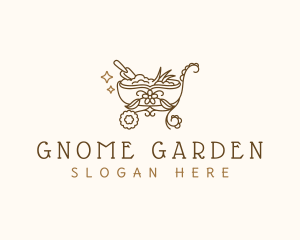 Wheelbarrow Trowel Gardening logo design