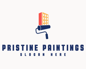 Roller Paint Building Structure logo design