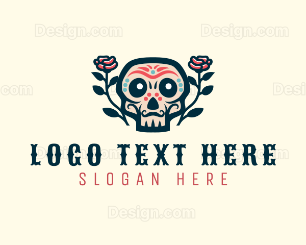 Flower Decoration Skull Logo