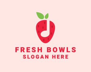 Strawberry Music Note logo design