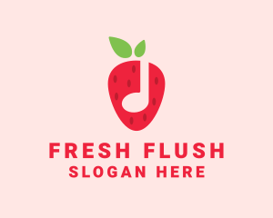 Strawberry Music Note logo design